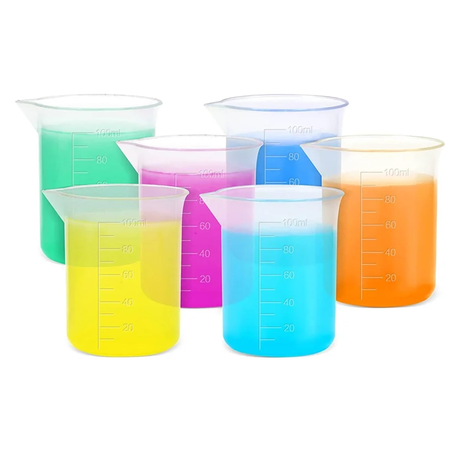 Vaso medidor, 3/5/10 piezas, 100 ml, vaso medidor de plástico for laboratorio, vaso graduado, utensilios de cocina, vasos medidores volumétricos de laboratorio (5 piezas)(10pcs)