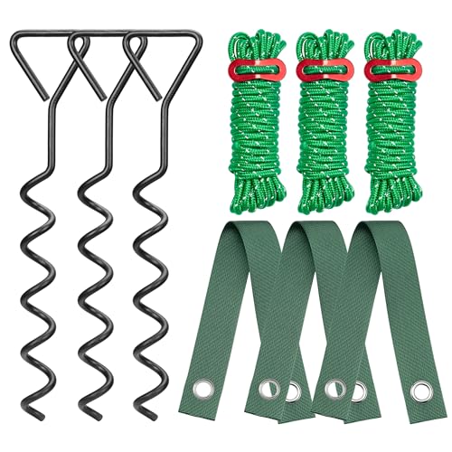 Kingsyard Tree Stakes and Supports for Leaning Trees, 3 Pcs 16 Inch Heavy Duty Spiral Tree Stake Kit...