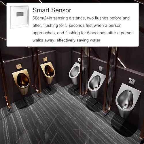 Urinario automático de acero negro con inducción para un baño moderno y sin contacto 6
