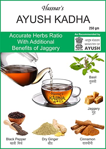 Hassnar Health and Pesonal Care Ayush Kadha | Ayush Kwath | Herbal Tea Powder 250 gm | Natural Immunity Booster For Adults | Immunity Drink for Kids, Men, Women