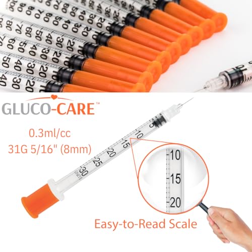 Image of 0.3 ml /cc Syringes 31G x 5 /16 inch (8mm), Orange Cap,100 pcs /bx | Fine Tip, Home & Lab Use, Clear Barrel, Bold Scale, Smooth Plunger Movement with back-end stopper, Leak-Proof Design