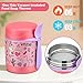 Pawtong 10oz Soup Thermo for Hot Food Kids Insulated Food Jar,Thermo Hot Food Lunch Container, Width Mouth Stainless Steel Lunch Box for Kids with Spoon (Pink-flamingo)