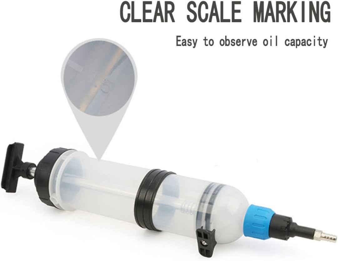 Oil Syringe Liquid Extractor Automobile Fuel Transfer 1500ml Large Capacity for Brake Fluid Engine Cooolant Big tubing syringe, White