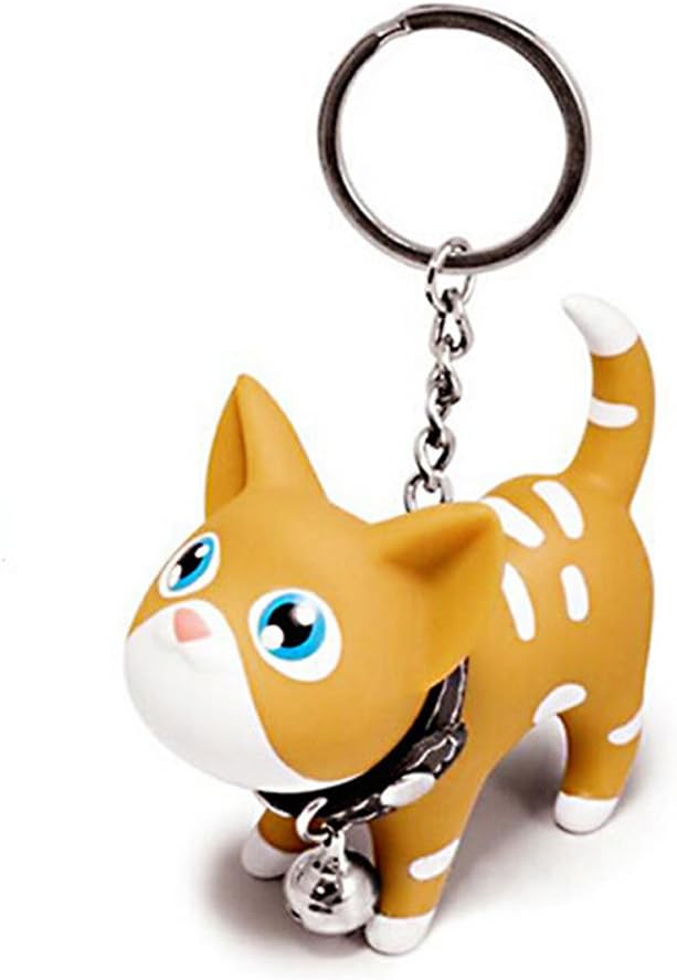 JOYJULYJOYJULY Cat Kitten Keyrings Chain Kawaii Adorable Bag Pendant Toy Lovers Kids Key Chains (Yellow)