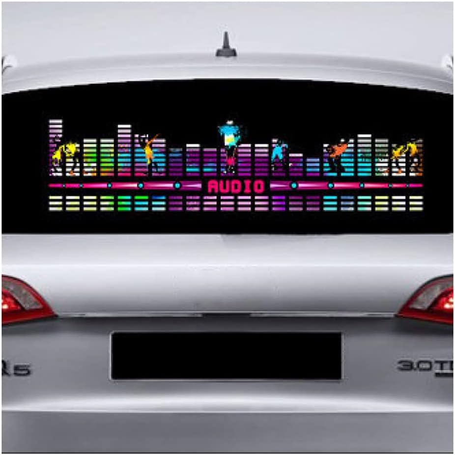 Car Music Rhythm Mood Light Sticker, Car Rear Window Voice-Activated Music Rhythm Equalizer LED Light Bar (Size : 90x25cm/35.43x9.84in)