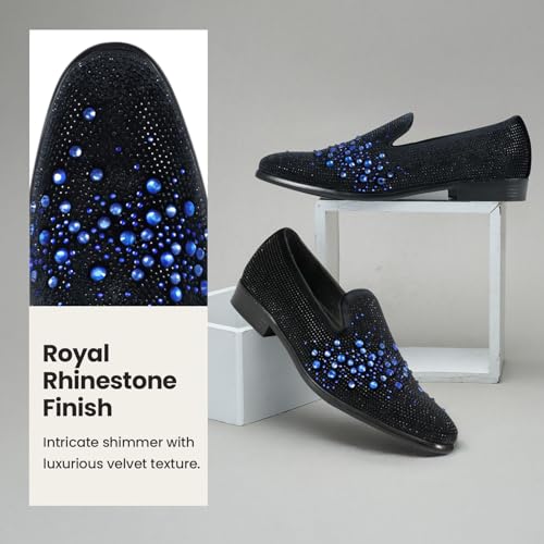Image of Amali Men's Embellished Velvet Tuxedo Loafers, Smoking Slippers