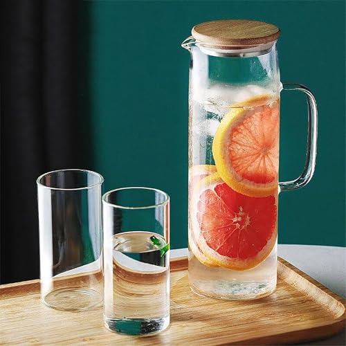 Image of Wringo Premium 7pc Crystal Water Jug with Glass Set and Jug Set Combo,Freezer Safe and Dishwasher Safe (6 Pieces Glasses 200ML and 1 Water Juice Jug 1 Liter), Transparent, Glass and Jug Set (WS-13)