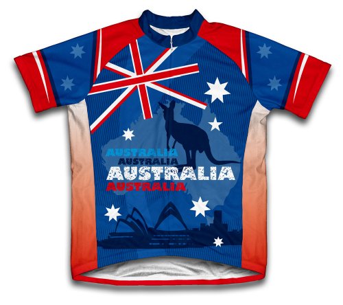 ScudoPro Australia Kangaroo Short Sleeve Cycling Jersey for Youth - Size M Blue
