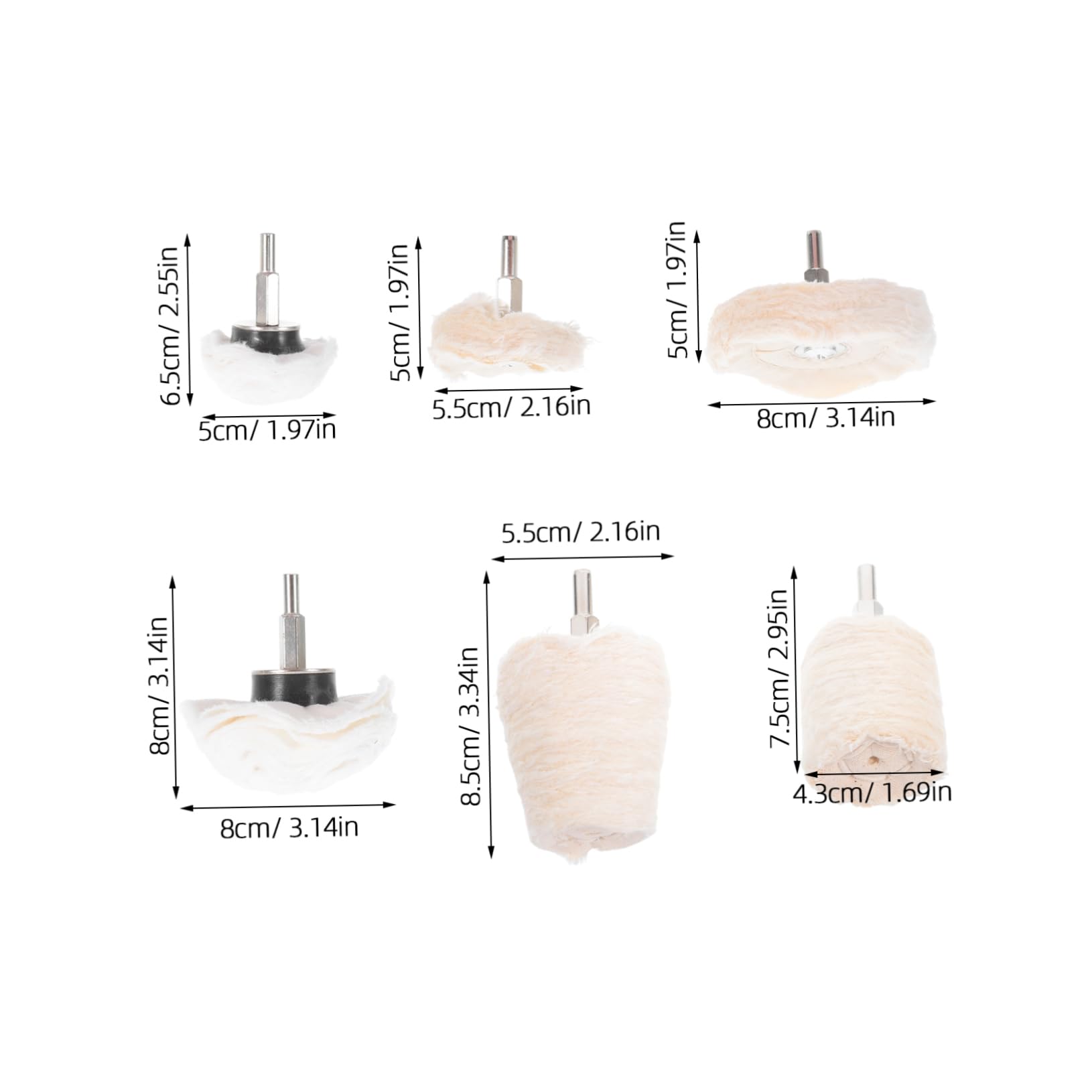 Kit de Polissage 8 Pièces, Meule à Coton Hexagonale pour Métal et Voiture