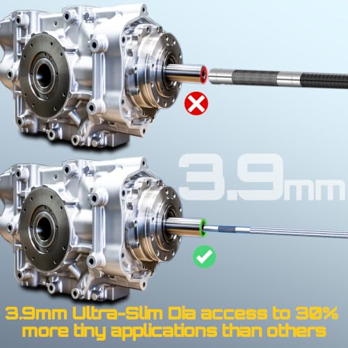 DXZtoz Endoscopio Articulado 3.9mm para Inspección de Motores de Aeronaves y Automóviles, Sonda Ultra Delgada de Acero Inoxidable con Luz, Rotación 220°, Pantalla HD IPS de 5", 32GB, Resistente al Agua IP67 miniatura 3