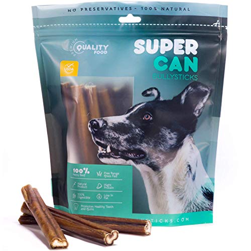 SUPERCAN 6" Bully Sticks for Dogs (10 Pack) – 100% Natural | Long-Lasting Dog Chews | Free-Range, Grass-Fed Beef | High-Protein | Odor-Free | Rawhide Alternative – Healthy Dog Treats
