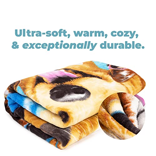 Dawhud Direct Selfie Fleece Blanket For Bed 50" X 60", Cat And Dog Throw Fleece Blankets, Fleece Blanket With Dogs On It For Men And Kids, Animal Lover Throw Blanket, Cat Blanket For Women And Kids #TOP1
