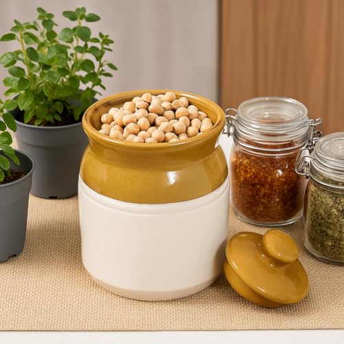 Image of Ceramic Multipurpose Jar - 1000 Ml, 1 Piece, White Espresso