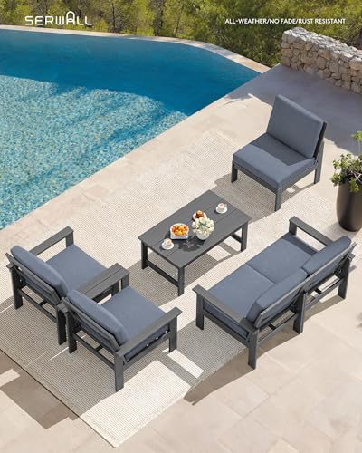 Image of SERWALL HDPE Outdoor Patio Furniture Set with Coffee Table