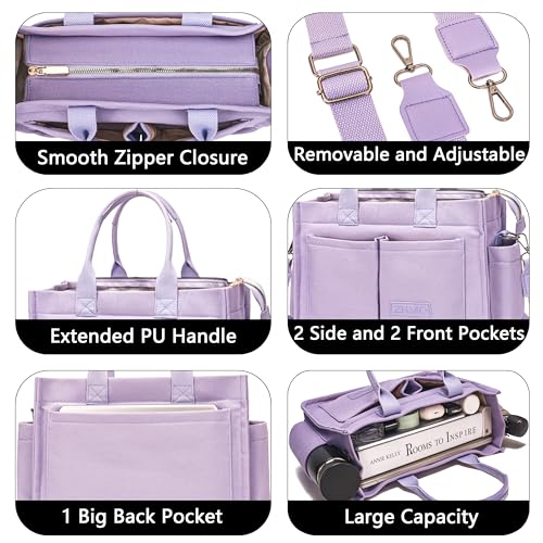 Image of ZHMO Canvas Tote Bag for Women,Women's Bags Crossbody Bags Work Laptop Tote Bag Large Handbags Purse for Travel Nurse Teacher