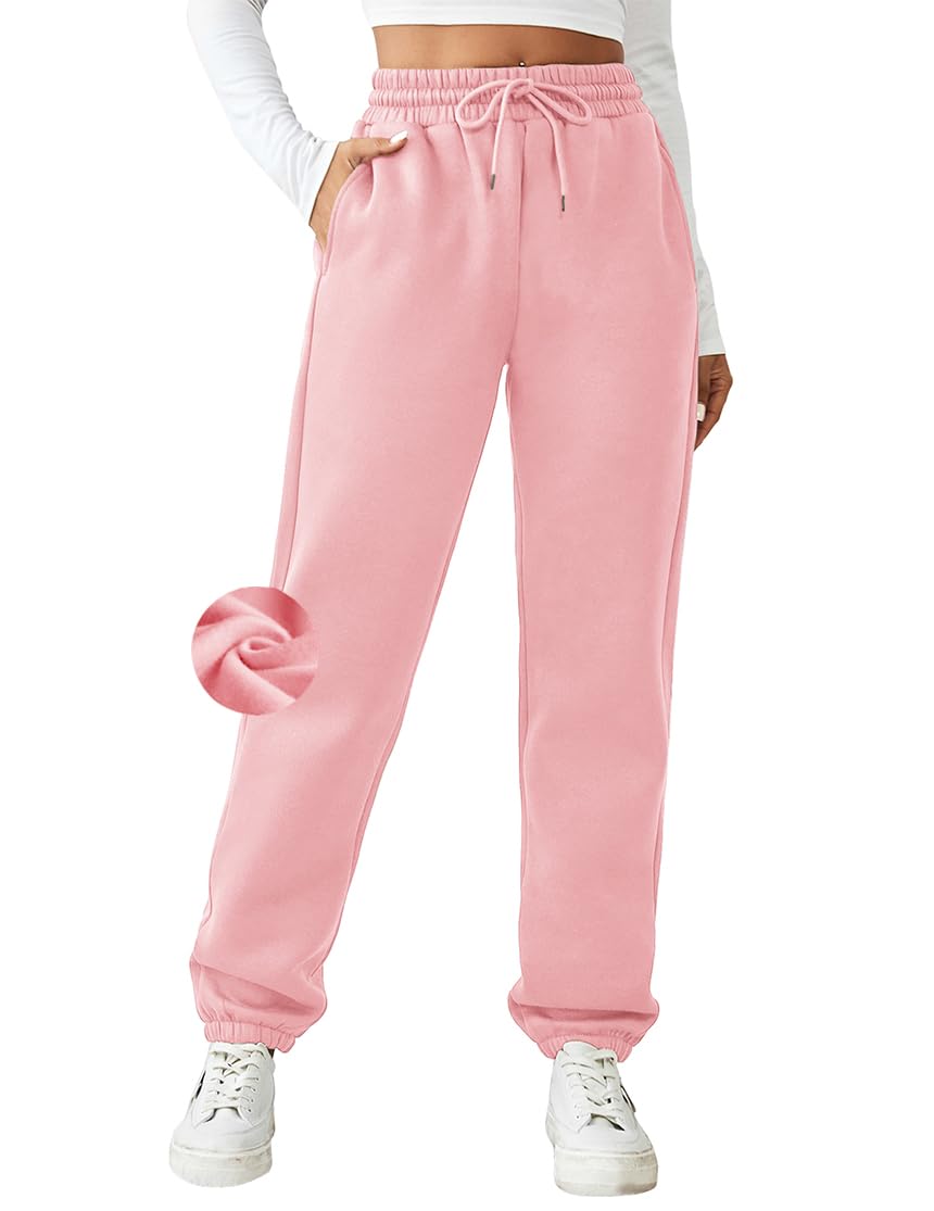 PINSPARK Women's Fleece Lined Sweatpants Winter Fall Athletic Jogger Pants Casual Baggy Trousers with Pockets