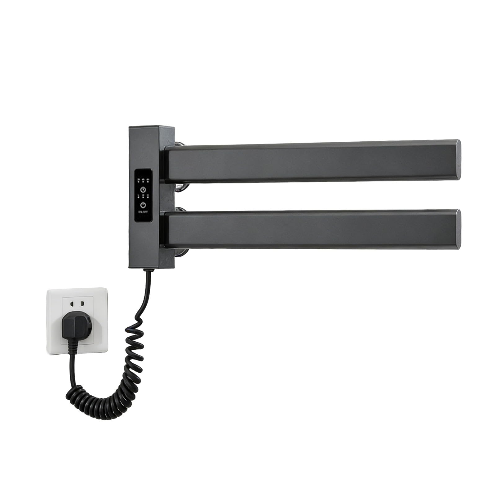 Scaldasalviette Elettrico Bagno 450×180mm Portasciugamani Elettrico Basso Consumo Scaldasalviette Termoarredo Piatto da Parete 50W con 2 Barre Riscaldanti Asciugatrice per Asciugamani