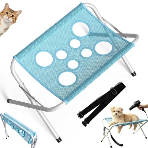 Hamaca Plegable para Baño Perro, Soporte para Baño de Perros con Correa de Seguridad, Soporte de Aseo para Mascotas con 8 Agujeros, Mesa de Peluquería para Mascotas para Bañar Perros Gato