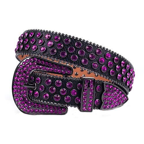 Ceinture Cloutée Violette sertie de Diamant Cristal Finition Western Luxe