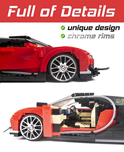 CELMAN Sportwagen Technic Bausteine Auto als Bugatti Chiron | 859 Technic Teile | Klemmbausteine | Geschenkbox – Bild 3