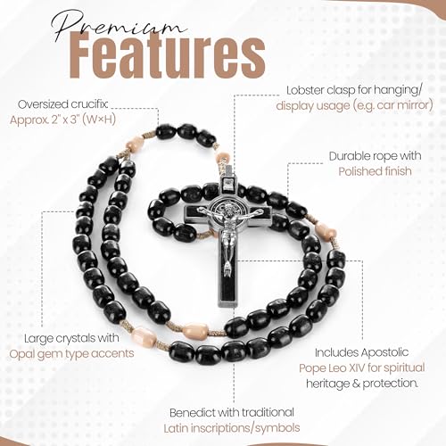 image for SANCTUM VERITAS Catholic Rosary Necklace | Large Bead Italian Rosary, 