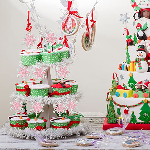 Gyufise 24Pcs Snowflake Cupcake Toppers Glitter Winter Frozen Cupcake Picks Little Snowflake Cake Decorations For Winter Wonderland Baby Shower Birthday Christmas Party Supplies Silver Pink #TOP5