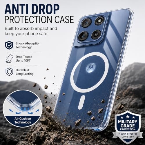 Image of DIZORO Crystal Clear Magnetic Compatible with Moto 60 Stylus Back Cover case with Anti-Yellow (Compatible with Magsafe) Anti-Scratch | Shockproof Transparent Cover