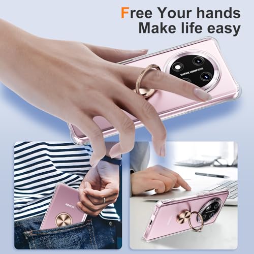 Coque transparente Honor Magic 7 Lite 5G avec bague de protection chic dorée - 3