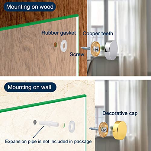 VictorsHome Mirror Screws Decorative Cover Cap Nails Fasteners, Polished Brass Gold, 16mm 8pcs - Image 3
