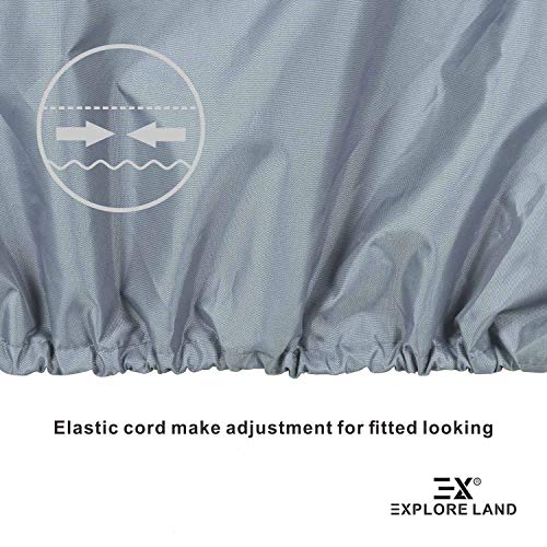 Explore Land Outboard Motor Cover - Waterproof 600D Heavy Duty Boat Engine Hood Covers - Fit For Motor 50-115 Hp, Grey #TOP3