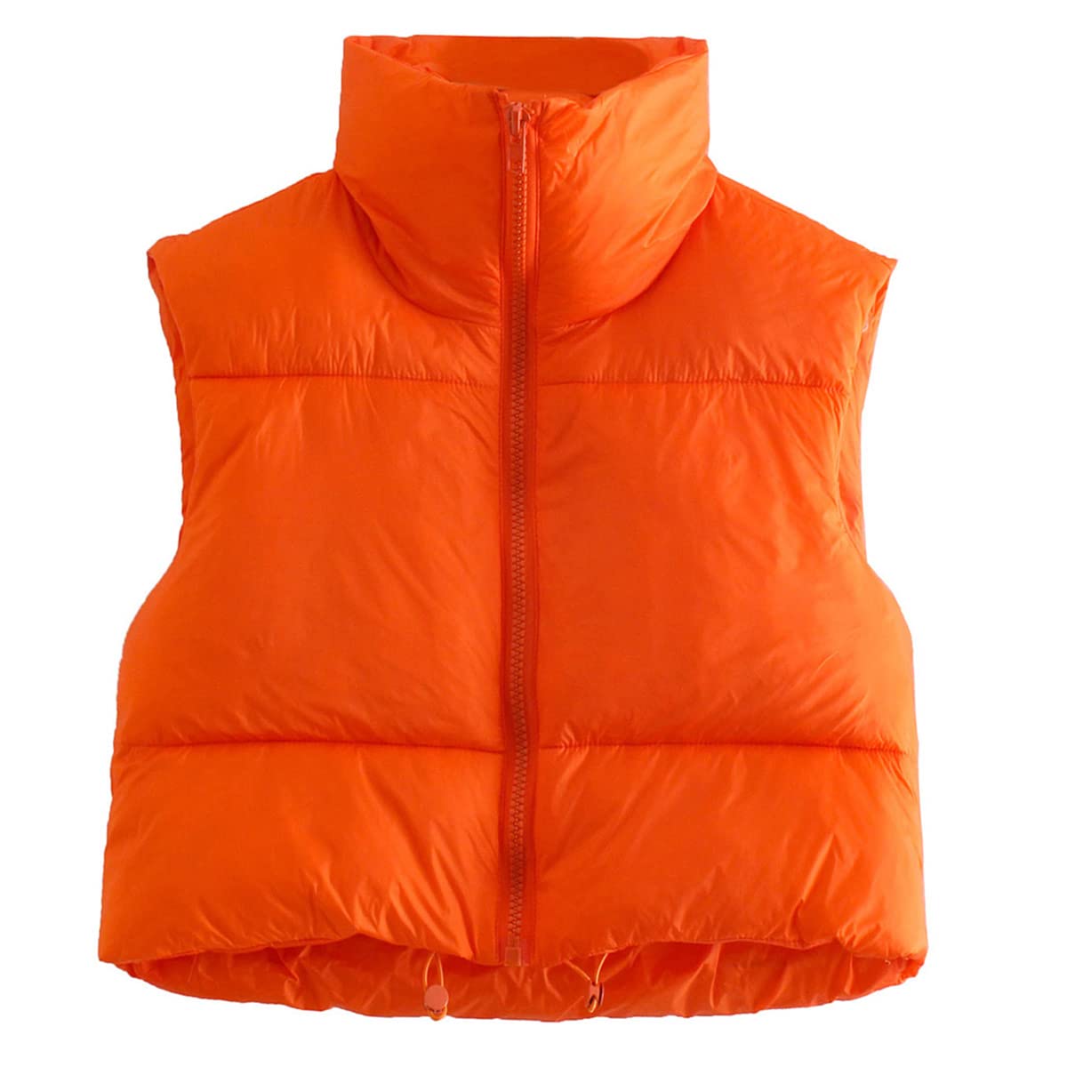 CULACCINO Women's Winter Cropped Puffer Vest Crop Jackets For Women Full Zip Stand Collar Padded Lightweight Outwear Vest