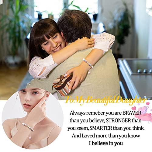 Tagomei Mother And Daughter Bracelet Gifts From Mom, Pink Pearl And Rhinestone Beaded Bracelet Gifts For Daughter Women Teen Girls Birthday Mothers Day Anniversary Back To School Graduation Gifts #TOP1