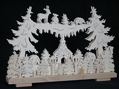Voûte de décoration électrique en bois animaux de la forêt 44x29 cm