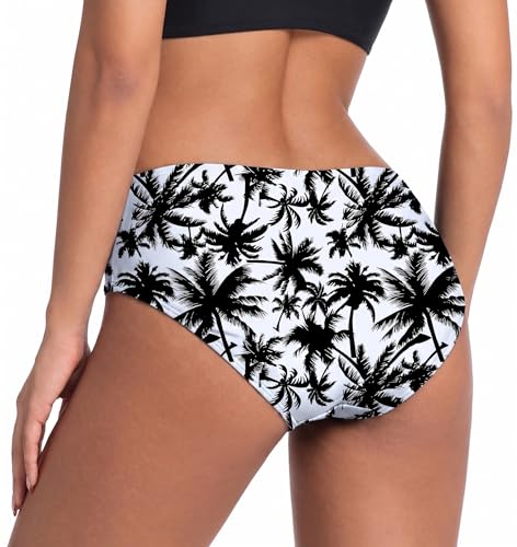 COCOPEAR Mid Rise Bathing Suit Bottoms for Women Ruched Tummy Control Swim Bottoms Full Coverage Bikini Bottoms for Women Floral 20 S — view 5