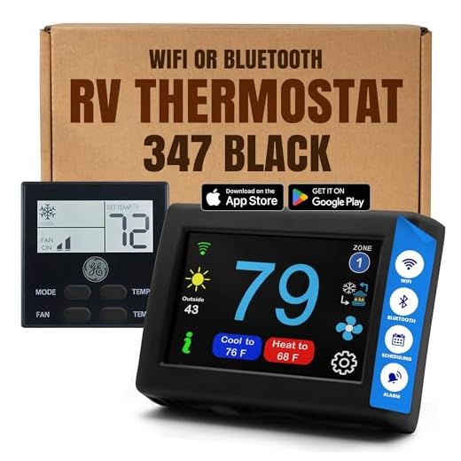 Micro-Air EasyTouch Digital Wireless RV Thermostat Compatible with GE (347 Black)