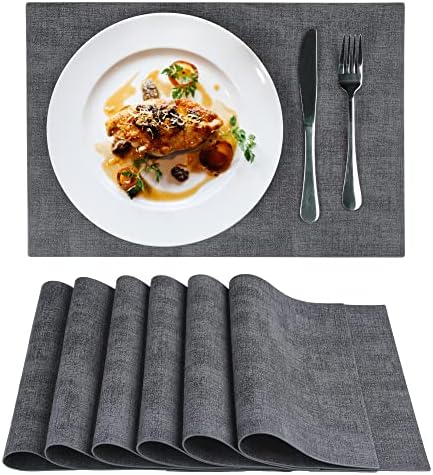 Ueiwffzo Leder Tischsets 30x45cm - 4er Set Wasserdichte Platzsets In Braun