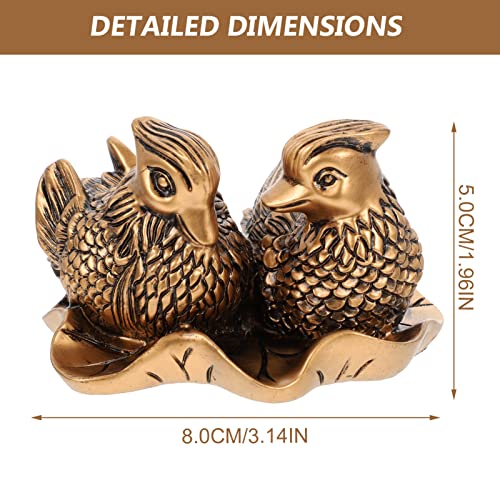 HOMSFOU Resin Mandarin Duck Sculpture 3.15X2.56X1.97 Inch Wedding Desktop Ornament Stable Base Love Birds Figurine Home Decor Creative Gift - Image 2
