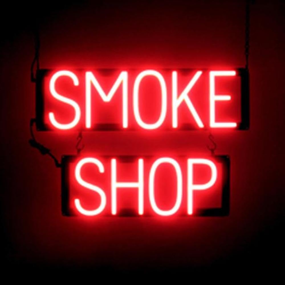 SpellBrite LED Neon SMOKE SHOP Sign for Business - Red, 21" x 15"