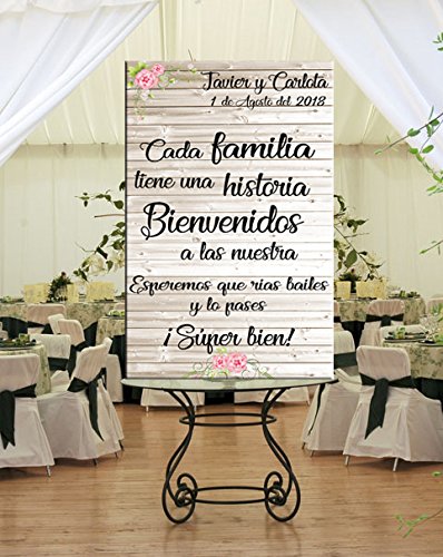Tu Fiesta Mola Mazo Cartel Bienvenida de Boda 60x100m |Bienvenida a los Invitados| Divertido y económico|Detalle de Boda|Decorado Bodas| Personalizable
