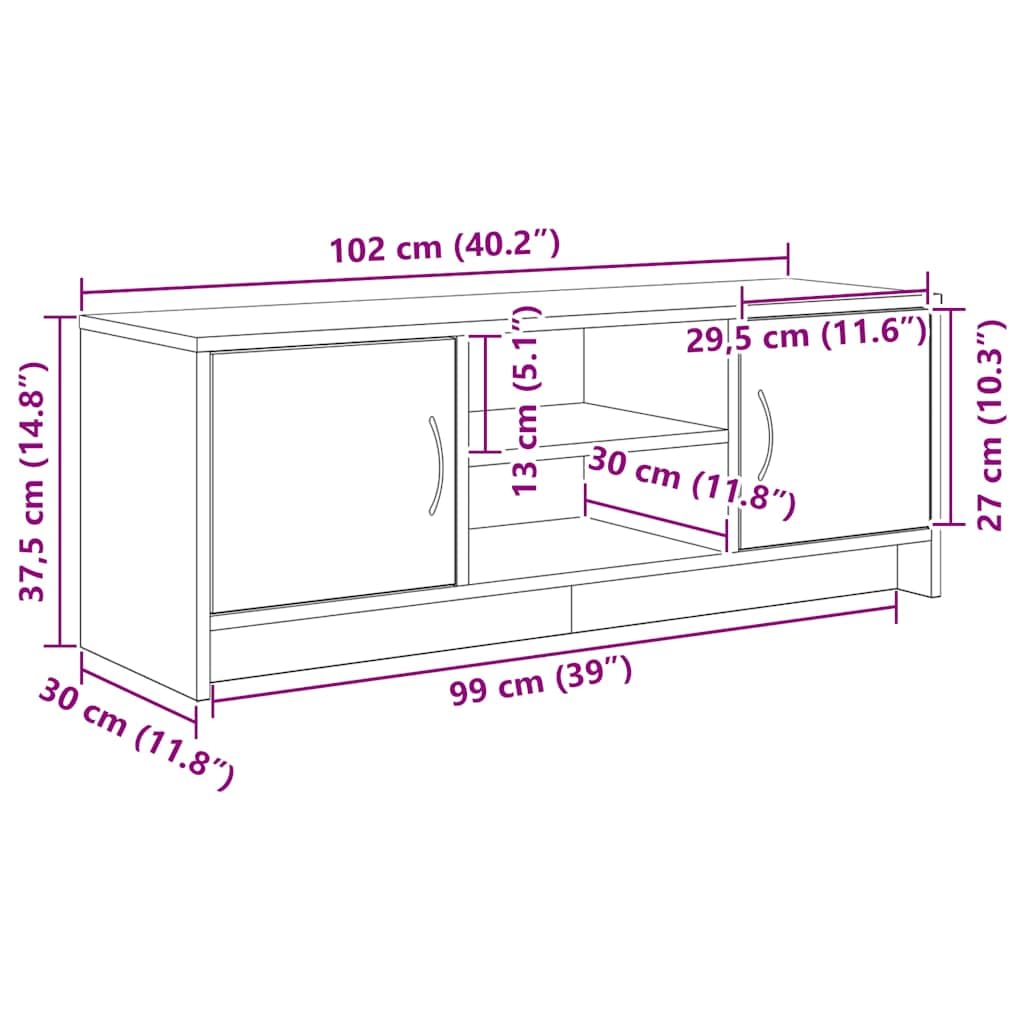 vidaXL TV-Schrank Eiche schwarz 102x30x37,5 cm Holzwerkstoff