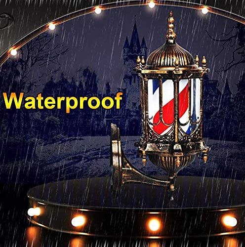 Xouvy 19 Inch Barber Pole Led Light Porch Style,Waterproof Rotating Hair Salon Barber Shop Open Sign Retro Bronze Spinning Led Strips,A (A B) #TOP1