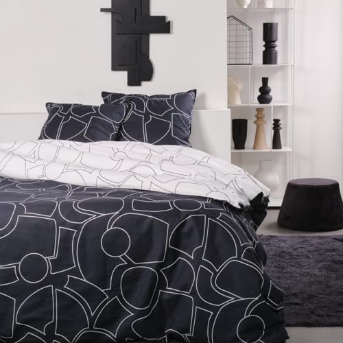Today Housse De Couette Lit Double Sunshine - Noir Et Blanc - L 220 X L 240 Cm