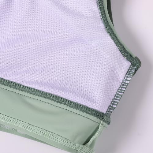 Image of Girls 2 Piece Bathing Suits Kids Color-Blocking High Waist Bikini Set Teen Swimsuit Beach Swimwear for 3-16 Years