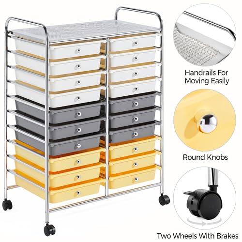 Yaheetech 20 Drawers Rolling Storage Cart Multipurpose
