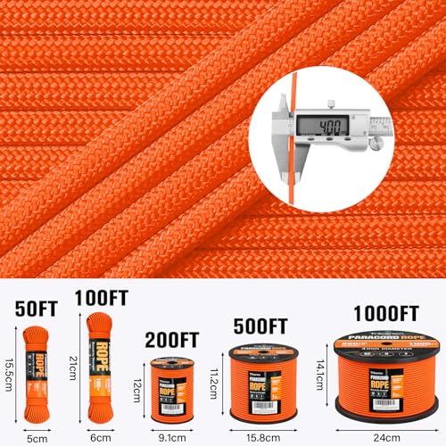 Paracord Rope 550 lb - 100ft 5/32" Parachute Cord 4MM 7-Strand para Cord - Heavy Duty Spool String for Survival,Camping Gear, Survival Bracelet, Clothesline - Orange - Image 6