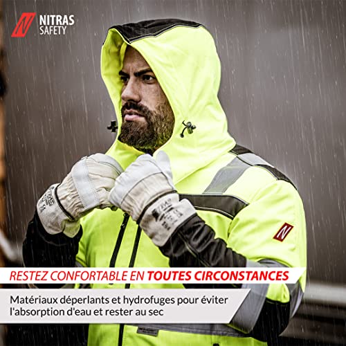 Foto von Nitras MOTION TEX VIZ Warnschutz Softshell-Jacke I Arbeitsjacke mit 3M Reflex-Streifen I Windbreaker Wasserabweisend & Windabweisend I Neongelb Größe M