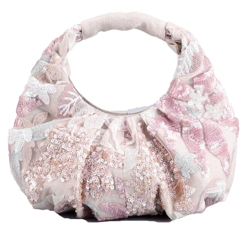 Floral Embroidery Sequin Evening Bag Women Macrame Shoulder Crossbody Purse Hobo Bags Summer Evening Clutch Purses