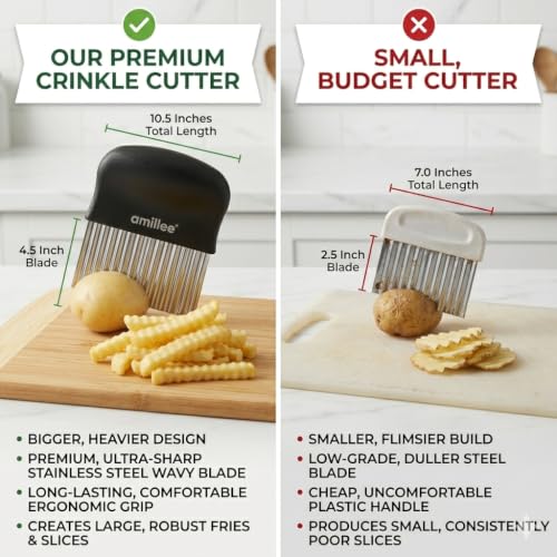 Image of Stainless Steel Potato Cutter, Crinkle Choppers French Fries Chips Chopping Knives with Nylon Handle Chopping Knife Carrot Vegetable Salad Waves Cutting