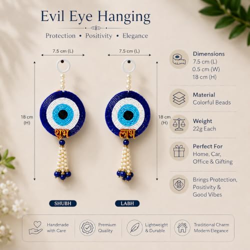 Image of CraftVatika Diwali Decor Items, Evil Eye Wall Door Hanging Latkan Toran for, Diwali Decoration for Home, Wall Hanging for Home Decoration, Return Festive Gifts (18 CM Height) (2 Pieces)