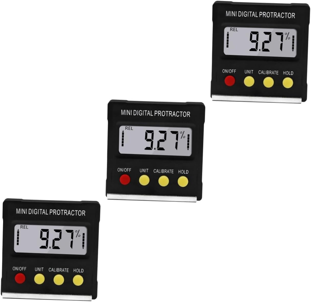 Homoyoyo 3 pcs Mini Digital Inclinometer Angle Tool Portable Electronic Display Goniometer for Accurate Tilt Measurements for Woodworking and Construction Projects